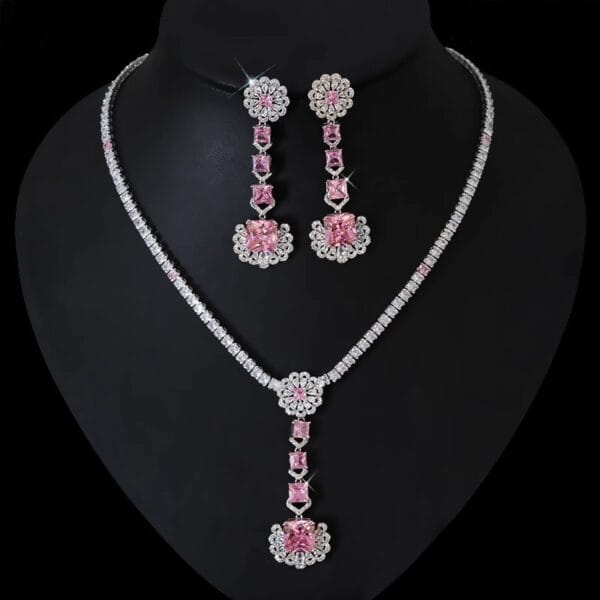 Luxury Luxury bridal party Necklace Earrings Ring Super shiny Zircon earrings Pendant temperament pendants - Image 10