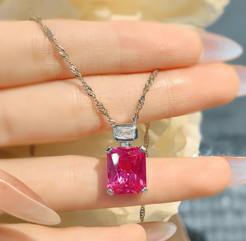 Pink gemstone necklace