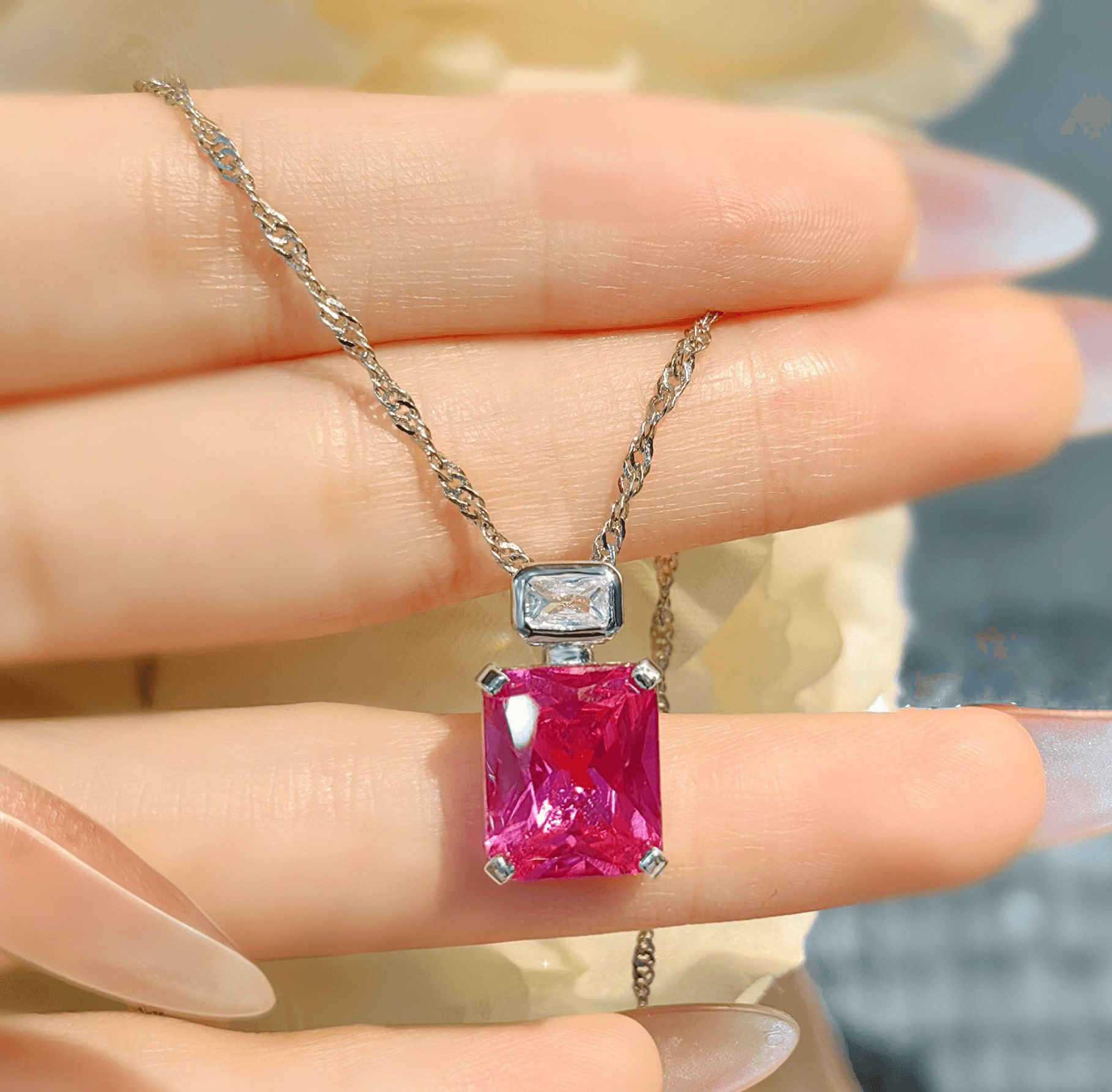 Pink gemstone necklace