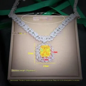 High-end jewelry yellow diamond necklace Long colored jewel earrings open ring