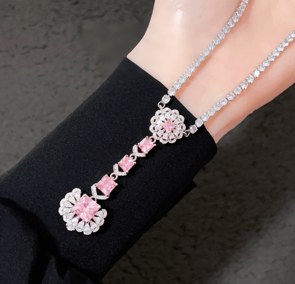 Pink gemstone necklace