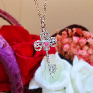Pink gemstone necklace