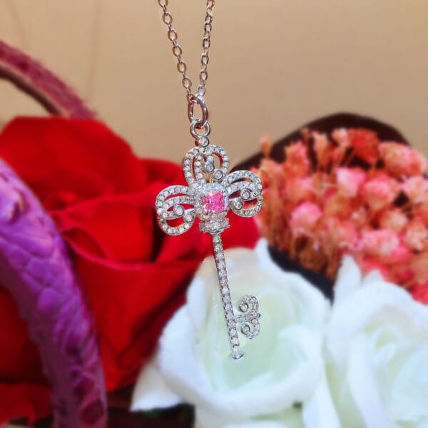 Pink gemstone necklace
