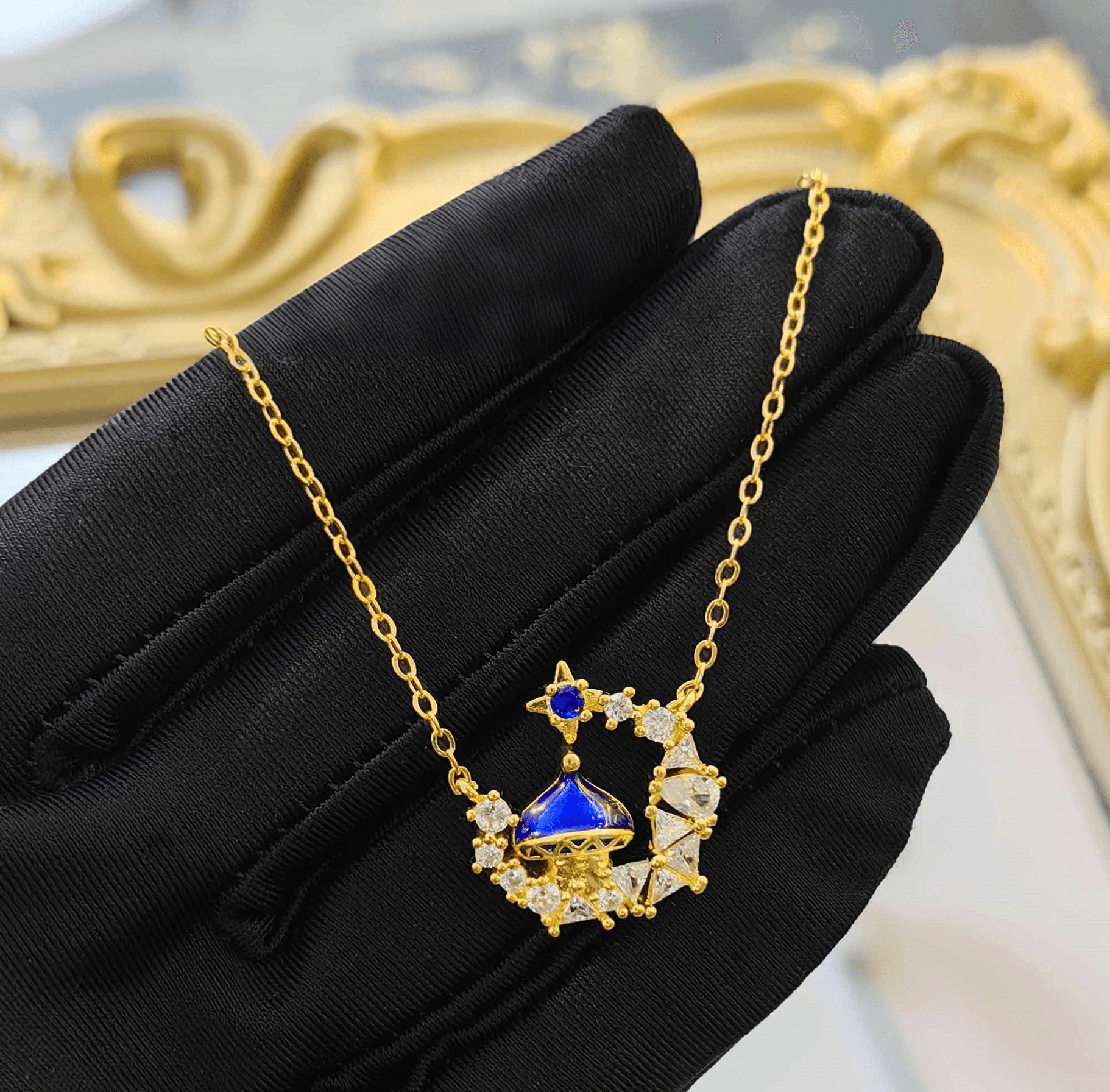 "Moon Castle" vintage palace exquisite fairy tale earrings castle necklace
