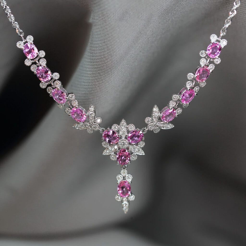 Pink gemstone necklace